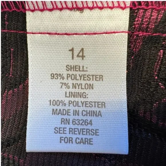 Luxe by Carmen Marc Valvo Magenta Rosette Brocade Dress Size 14 - Picture 7 of 8